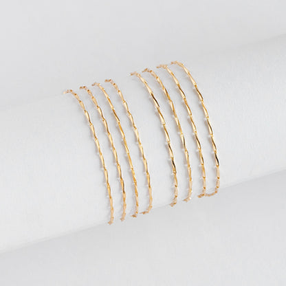 Gold plated Brass Bar Chain 1.2/ 1.3mm Thin, Color Not Easily Tarnish, Lead Nickel Free (#LK-167)/ 1 Meter=3.3 ft