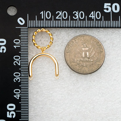 4pcs Gold Twist Hoop Stud Earrings with U-shaped Connector, Gold plated Brass Earpost Findings (GB-3864)