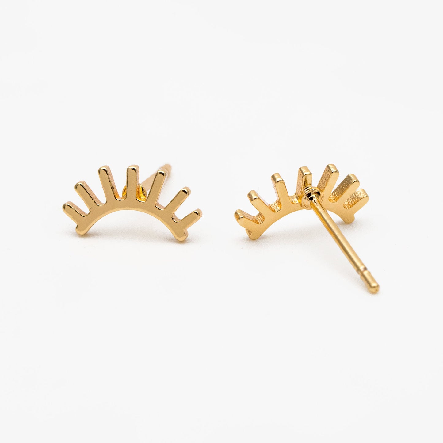 10pcs Gold/ Silver Eyelash Stud Earrings 5X10mm, Gold/ Rhodium Plated Brass Minimalist Lash Earrings (GB-3867)