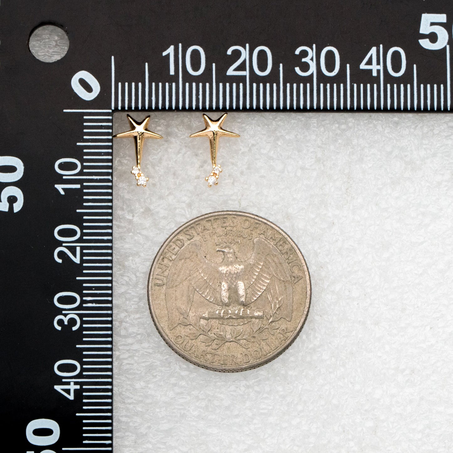 10pcs CZ Pave Star Ear Posts, Gold Plated Brass Stud Earrings, Jewelry Findings, Wholesale Supplies (GB-3041-N)