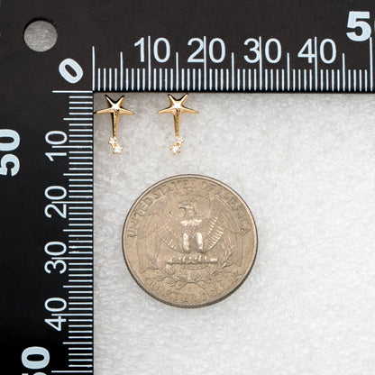 10pcs CZ Pave Star Ear Posts, Gold Plated Brass Stud Earrings, Jewelry Findings, Wholesale Supplies (GB-3041-N)
