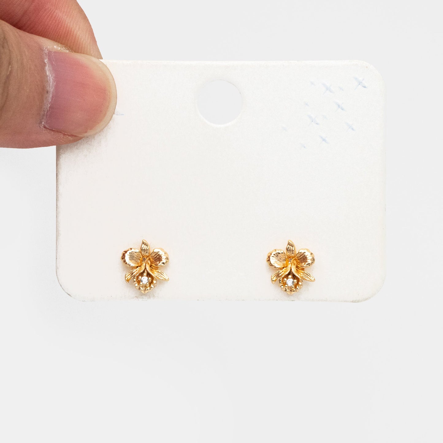 10pcs CZ Pave Gold Flower Earring with Loop, Gold Plated Brass, Jewelry Making, Diy Material, Jewelry Supplies (GB-3873)