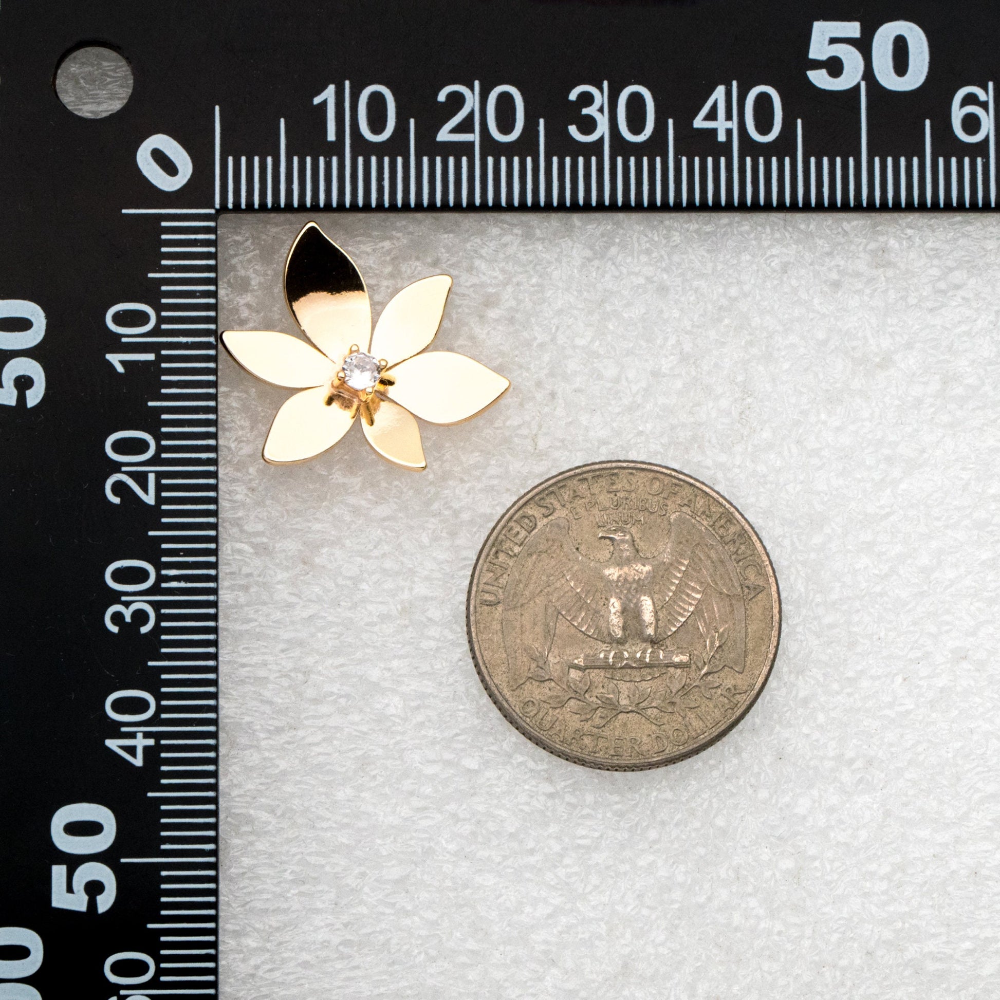 4pcs CZ Pave Gold Flower Ear Posts, Gold Plated Brass Stud Earrings, Dainty Flower Earrings (GB-3875)