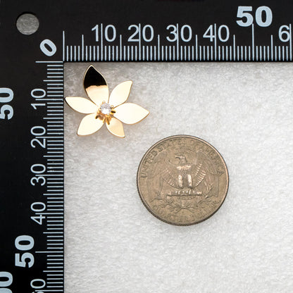 4pcs CZ Pave Gold Flower Ear Posts, Gold Plated Brass Stud Earrings, Dainty Flower Earrings (GB-3875)