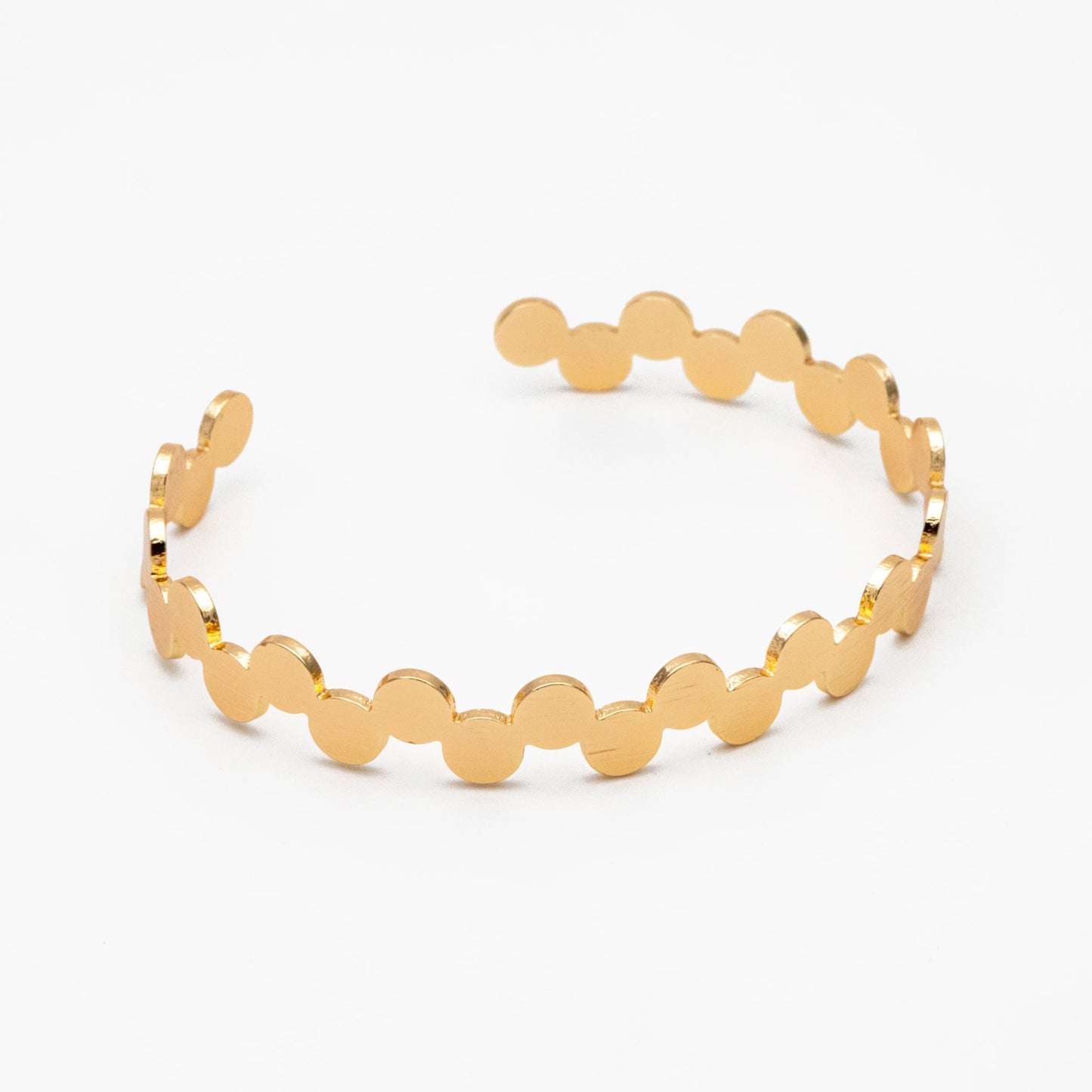 1pcs Gold Brushed Round Disc Bangle Bracelet, Stackable Bracelets, Adjustable Bangle Bracelet (#GB-3880)