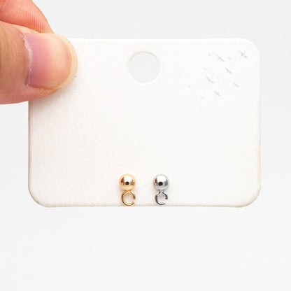 20pcs Gold/ Rhodium plated Brass Stud Earring, Ball Ear Posts with Open Ring/ Loop, 4mm Ball Size (GB-1501)