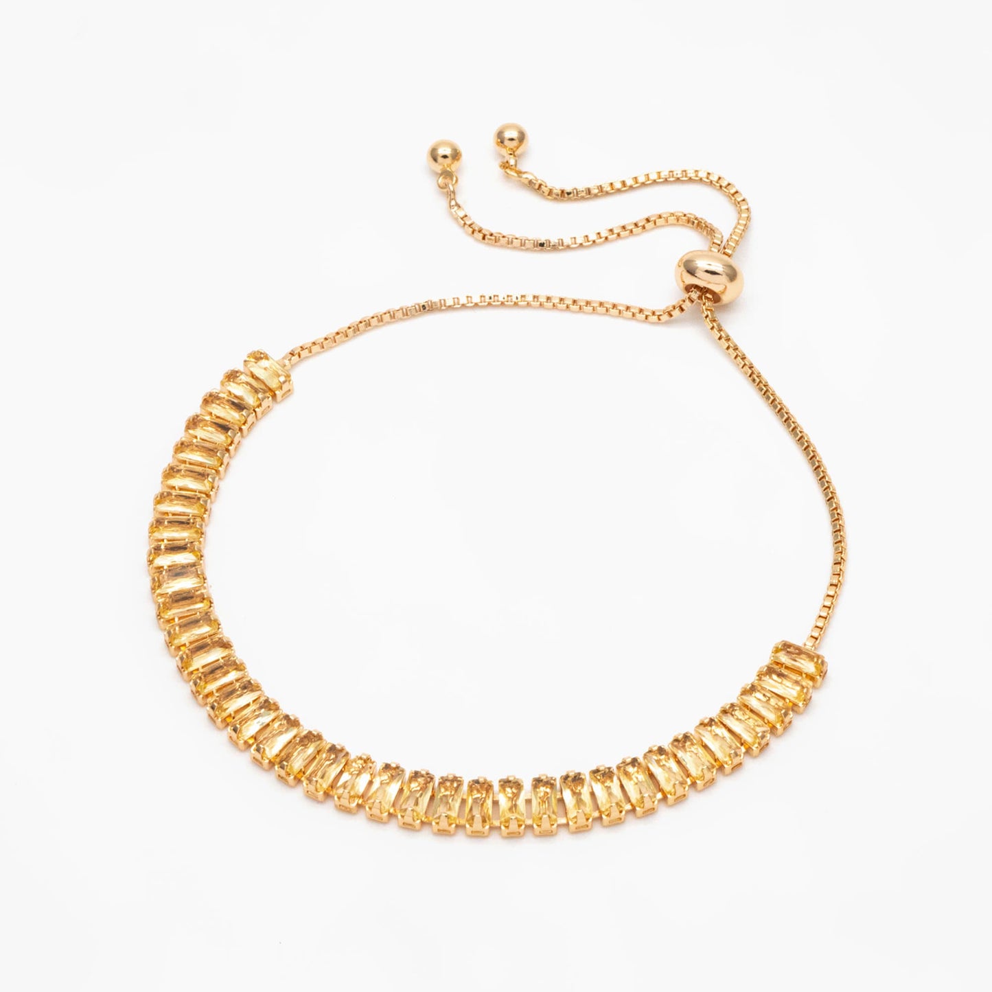 Sparkly Rhinestone Bracelet, Crystal Glass Tennis Bracelets with Box Chain, Gold/ Rhodium plated Adjustable Bracelet (GB-3878)