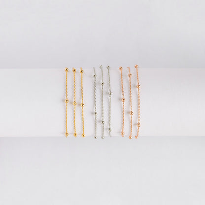 Gold/ Silver/ Rose Gold Satellite Chains, 1.1mm Chain with 2.5mm Round Beads, Color Not Easily Tarnish (#LK-170)/ 1 Meter=3.3 ft