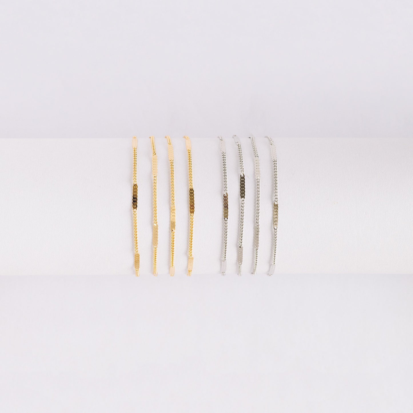 Dainty Gold/ Silver tone Flat Link Chains 1.9mm, Real Gold/ Rhodium plated on Brass Tiny Chain (#LK-177)/ 1 Meter=3.3 ft