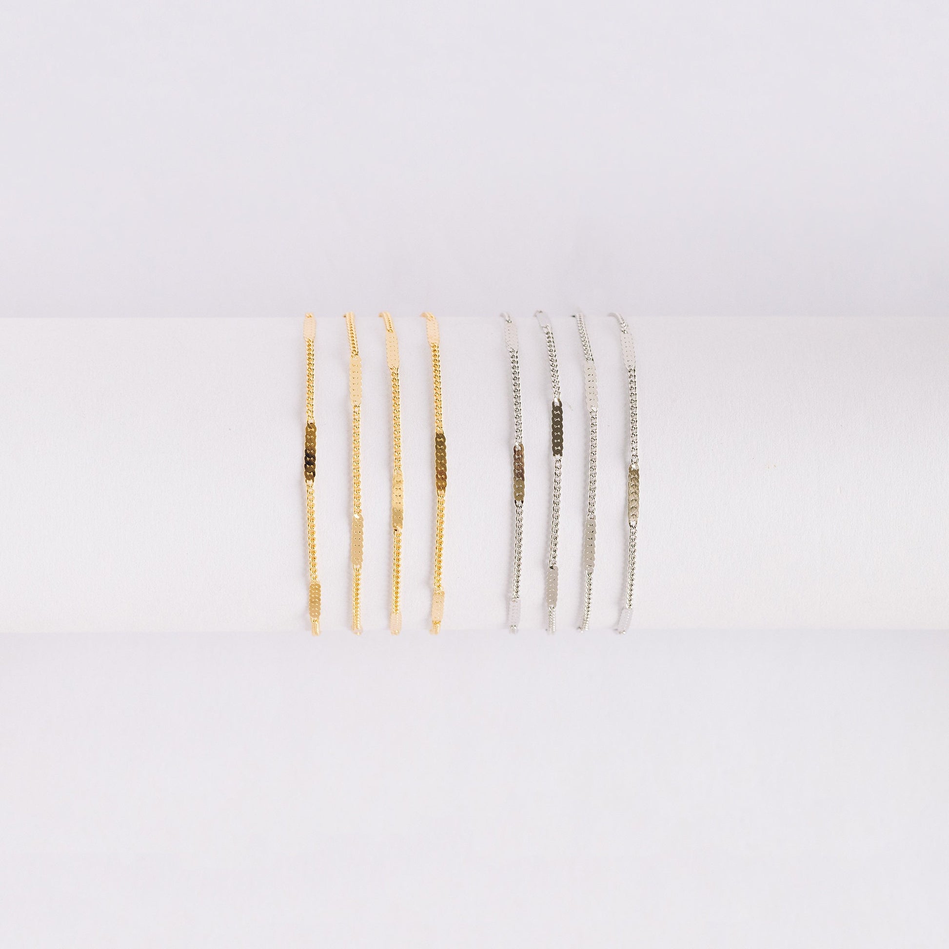 Dainty Gold/ Silver tone Flat Link Chains 1.9mm, Real Gold/ Rhodium plated on Brass Tiny Chain (#LK-177)/ 1 Meter=3.3 ft