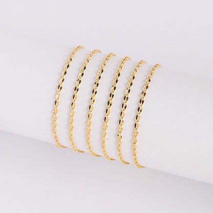 Gold/ Rhodium plated Brass Double Bar Linked Chains 2mm, Color Color Not Easily Tarnish (#LK-178)/ 1 Meter=3.3 ft