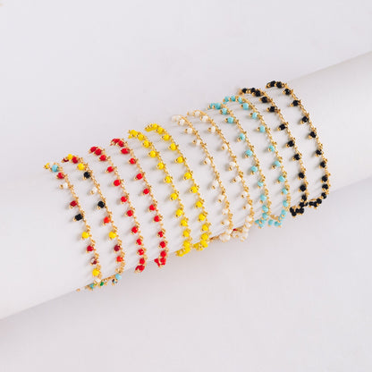 Gold plated Brass Beaded Chains, 1.8mm Chain with Glass Seed Beads, Necklace Chain Components (#LK-201)/ 1 Meter=3.3 ft