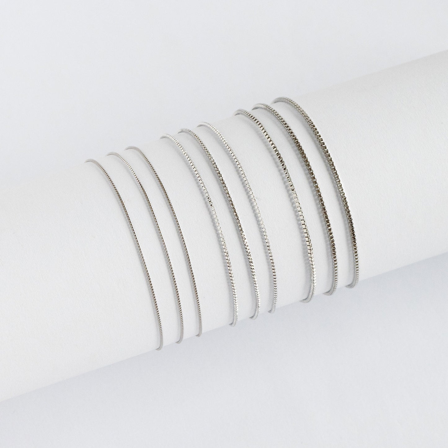 Rhodium plated Brass Box Chains, 0.7/ 0.9/ 1.1m Thin, Silver Tone Chain Findings (#LK-208)/ 1 Meter=3.3 ft