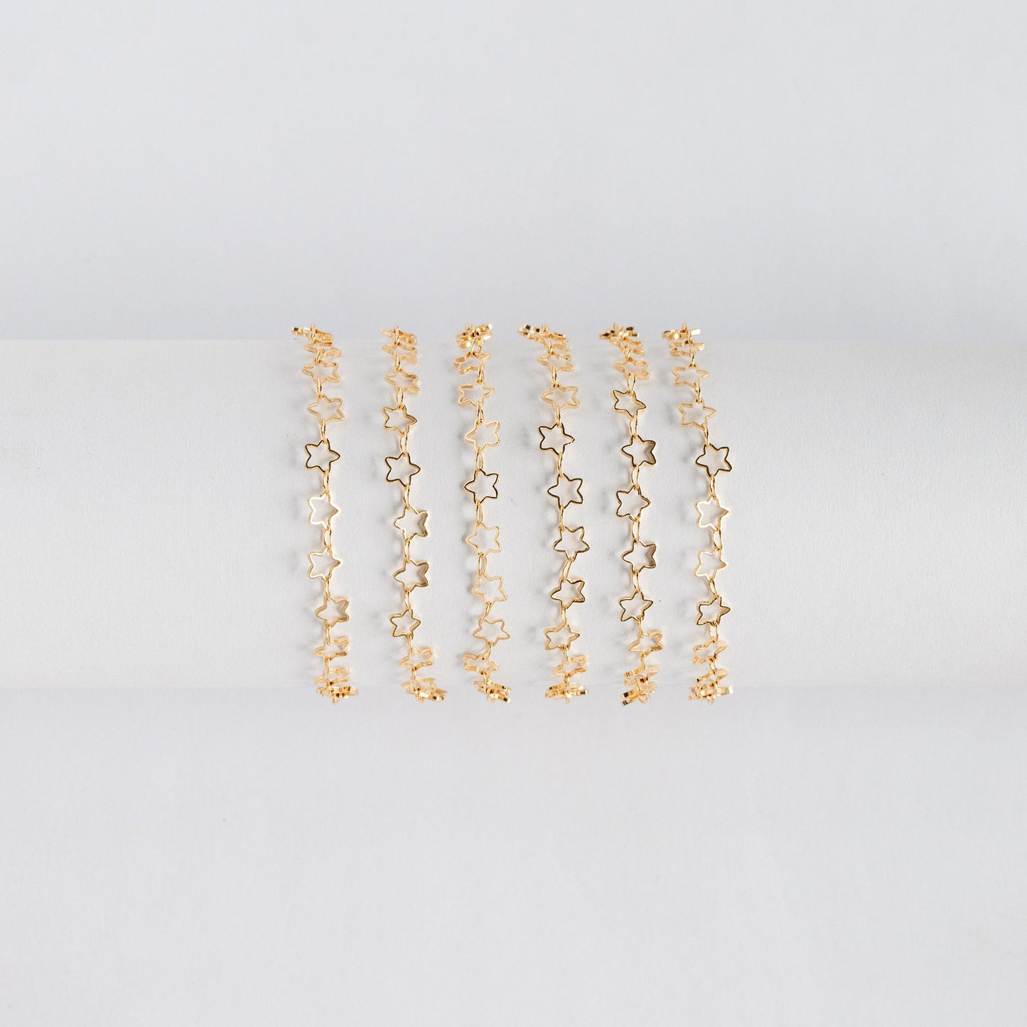 Gold/ Silver Tone Star Chain 5mm, Gold/ Rhodium plated Brass, Star Link Chains Wholesale (#LK-210)/ 1 Meter=3.3 ft