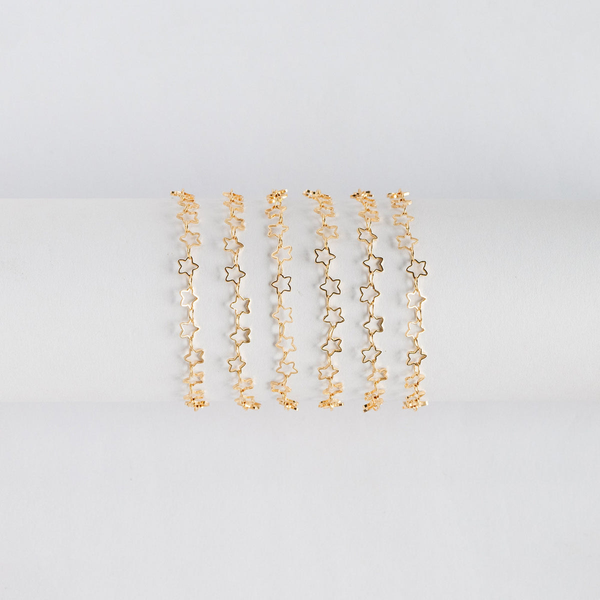 Gold/ Silver Tone Star Chain 5mm, Gold/ Rhodium plated Brass, Star Link Chains Wholesale (#LK-210)/ 1 Meter=3.3 ft