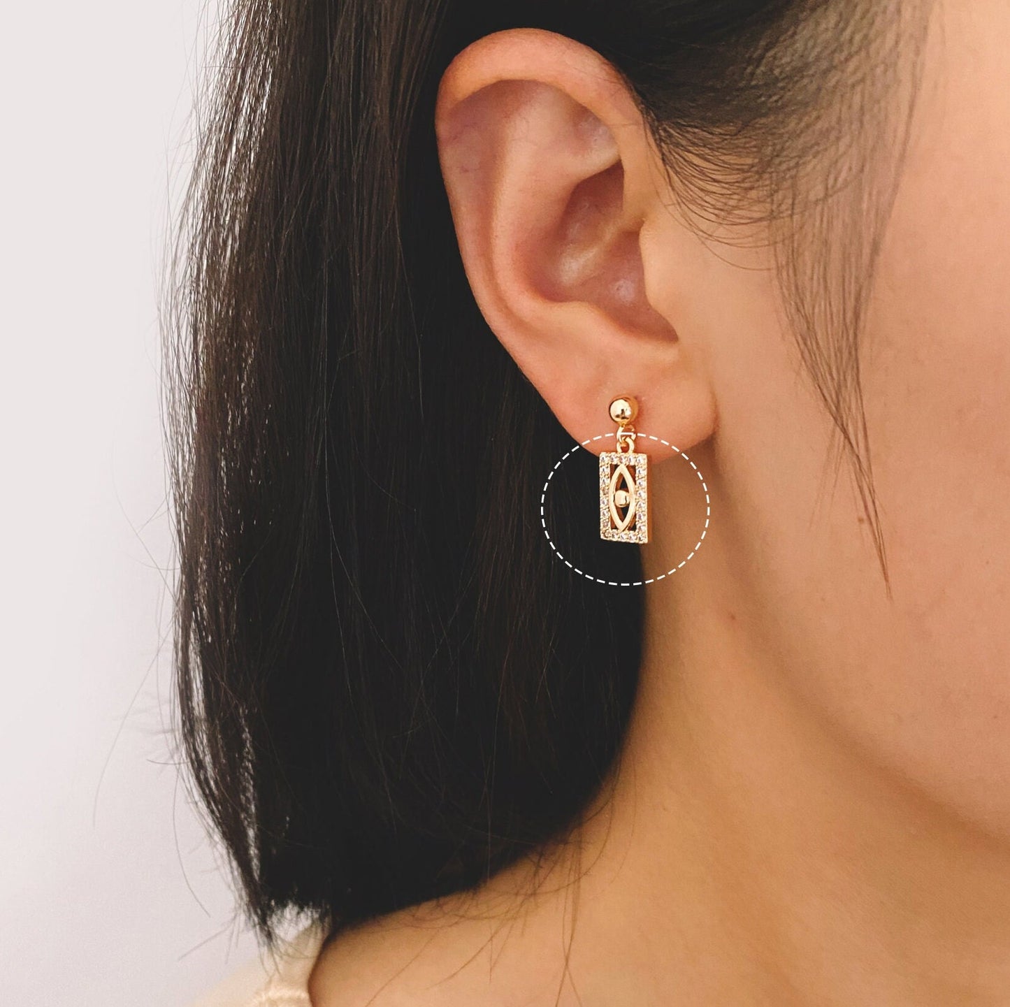 4pcs CZ Pave Evil Eye Rectangle Charm Pendant, Jewelry Making, Diy Material, Jewelry Supplies (GB-1819-M)