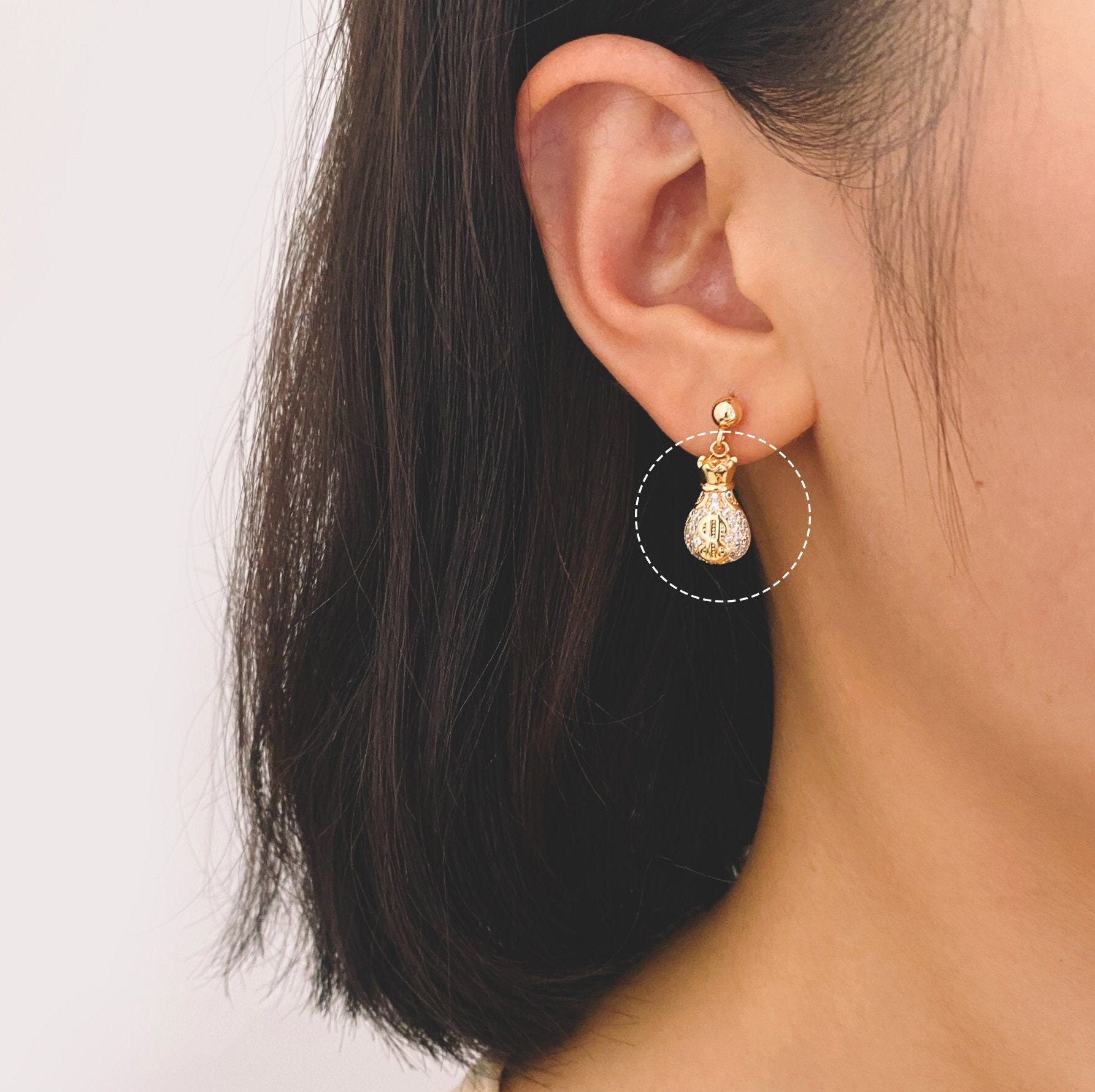 4pcs CZ Pave Gold Money Bag Charms, Jewelry Making, Diy Material, Jewelry Supplies (GB-2512)