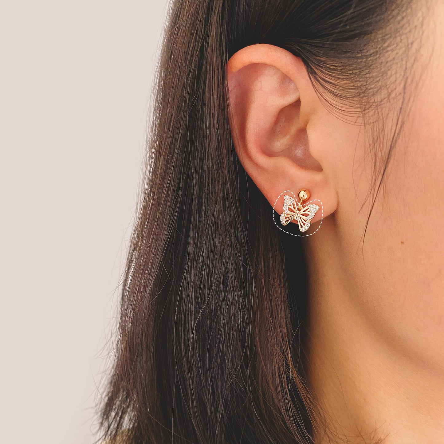 4pcs Gold plated Brass Butterfly Charms, CZ pave Butterfly Filigree Pendants 10x12mm (GB-3561-A)