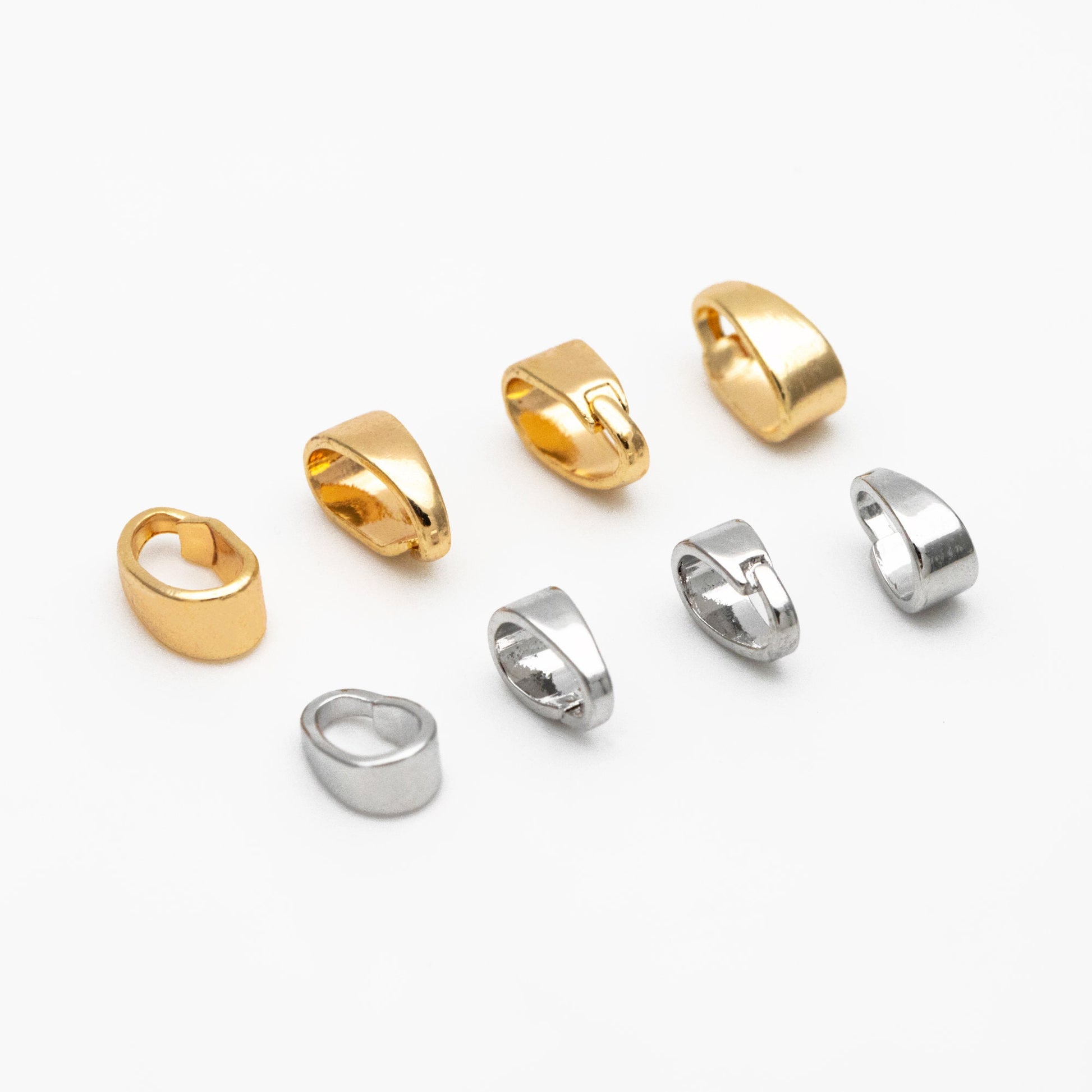 10pcs Gold/ Silver Snap Bail, Gold/ Rhodium Plated Bail, Gold Locket Bail, Bulk Gold Bail, Pendant Bails, Metal Bails (GB-1468-A)