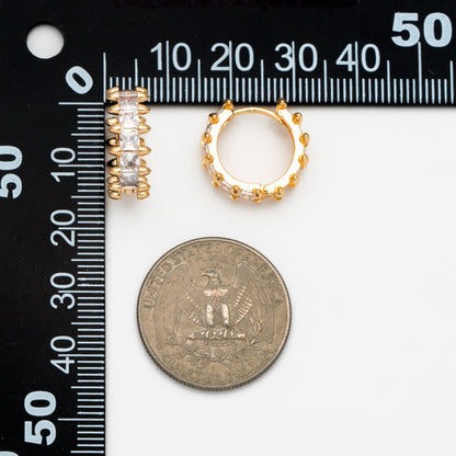 4pcs CZ Pave Spike hoop earrings, spike earrings, Spiky hoops, gothic jewelry, earring hoops (GB-3894-D)