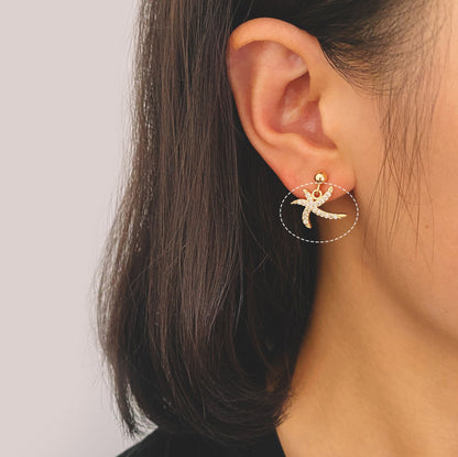 4pcs CZ Pave Gold Starfish Charms, Beach Style Starfish Pendants (GB-722-C)