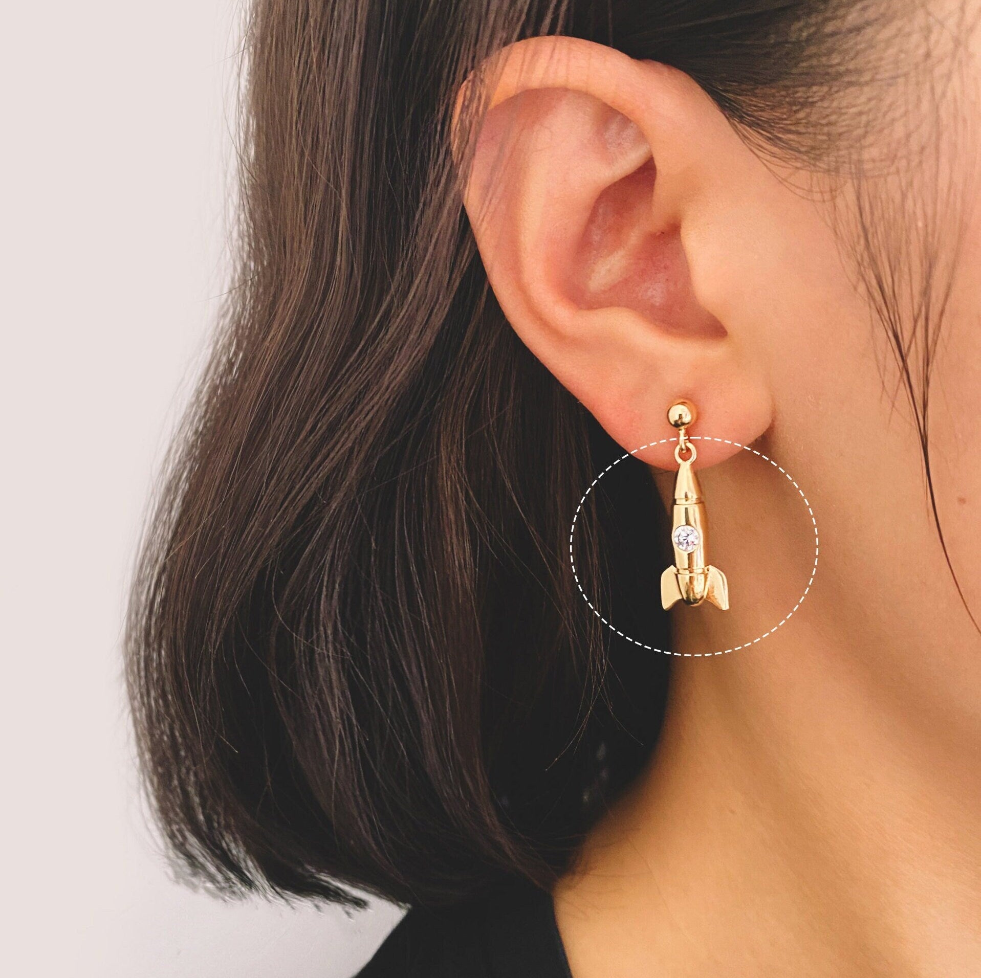 10pcs Gold Rocket Charms, CZ pave Rocket Pendants 23x9mm, DIY Necklace Pendant Supplies (GB-2577)