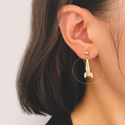 10pcs Gold Rocket Charms, CZ pave Rocket Pendants 23x9mm, DIY Necklace Pendant Supplies (GB-2577)