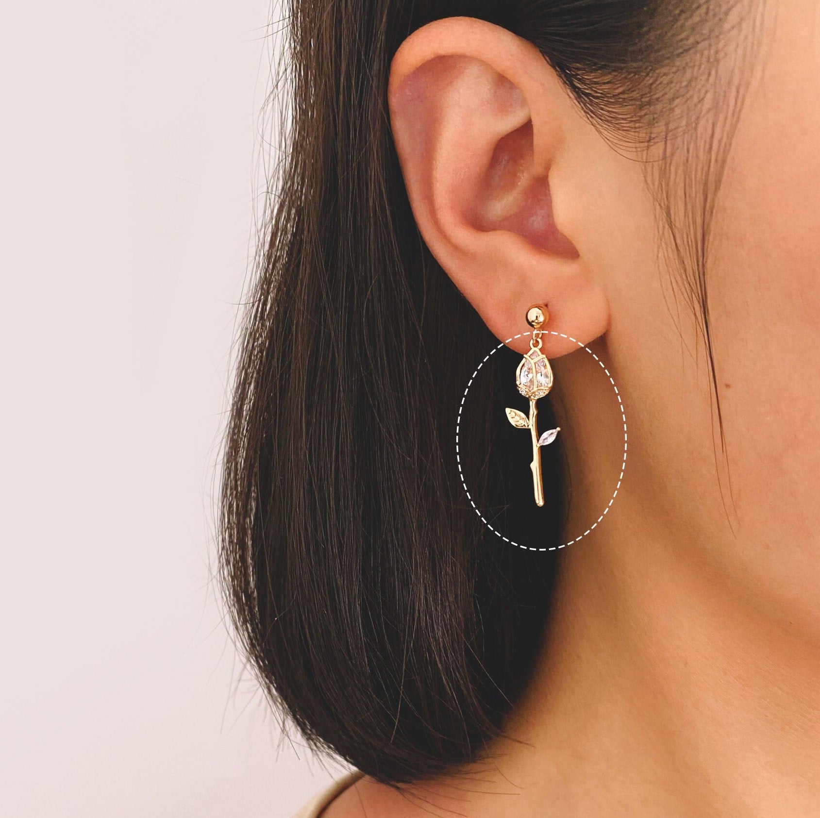 4pcs Gold CZ Flower Charms, 18K Gold plated Brass, Cubic Zirconia Rose Pendants, Clear/ Pinkish Red (GB-3579-I)