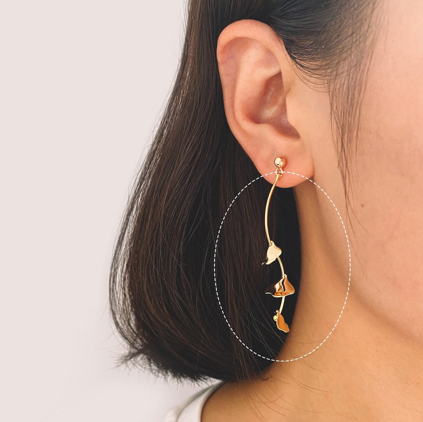 4pcs Gold Ginkgo Leaf Charms 56x12mm, Real Gold plated Brass Branch Pendants (GB-954-F)