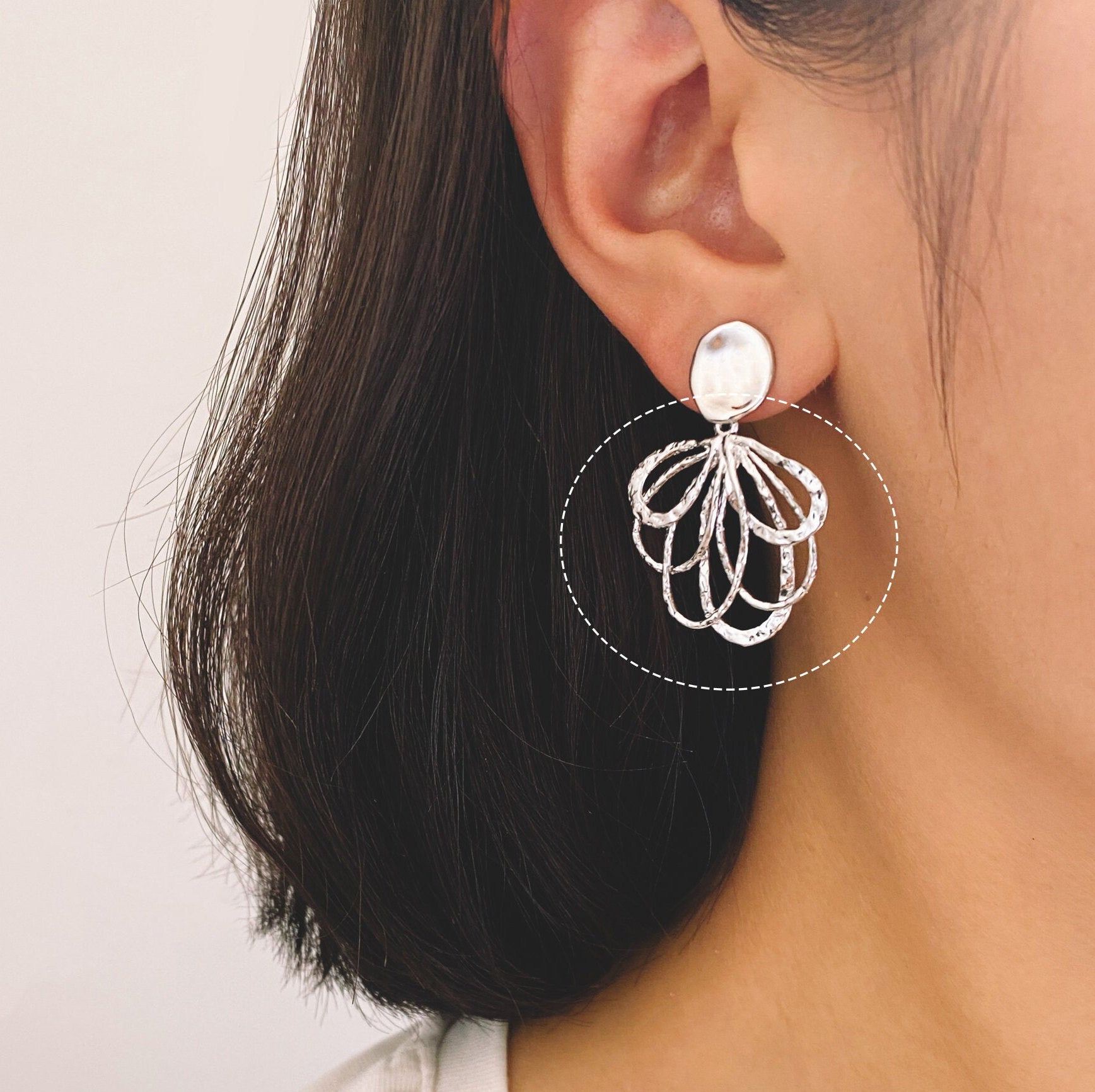 10pcs Textured Looped Charms, Gold/ Rhodium plated Brass Dangle Drop Earring Charms, Unique Statement Jewelry Earring Findings (GB-3065)