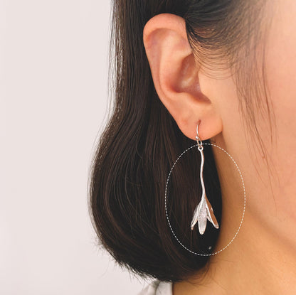 4pcs Gold/ Silver Flower Pendants 40x15mm, Real Gold/ Rhodium plated Brass Floral Charms (GB-954-C)