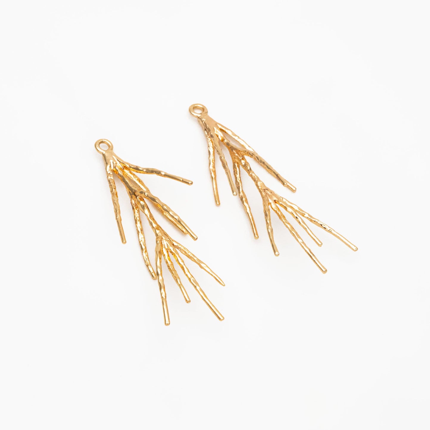 4pcs Gold Branch Charms, 18K Gold plated Brass Christmas Pendants, Jewelry Making, Diy Material, Jewelry Supplies (GB-2672-E)