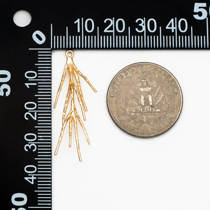 4pcs Gold Branch Charms, 18K Gold plated Brass Christmas Pendants, Jewelry Making, Diy Material, Jewelry Supplies (GB-2672-E)