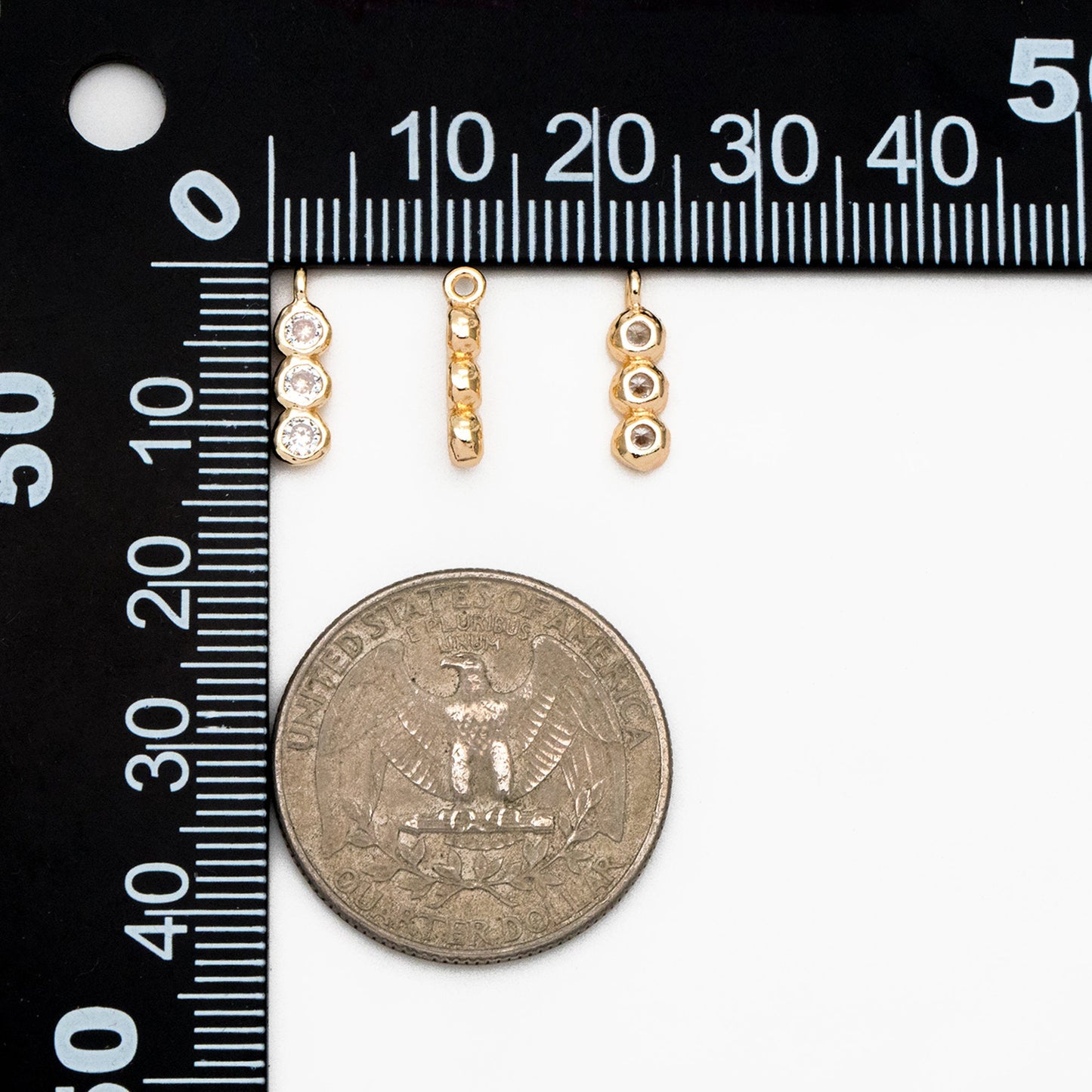 10pcs Gold/ Silver CZ pave Bar Charm, 13x4mm, Zircon Charms, White Stone Charms (GB-3897-C)