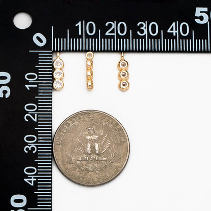 10pcs Gold/ Silver CZ pave Bar Charm, 13x4mm, Zircon Charms, White Stone Charms (GB-3897-C)