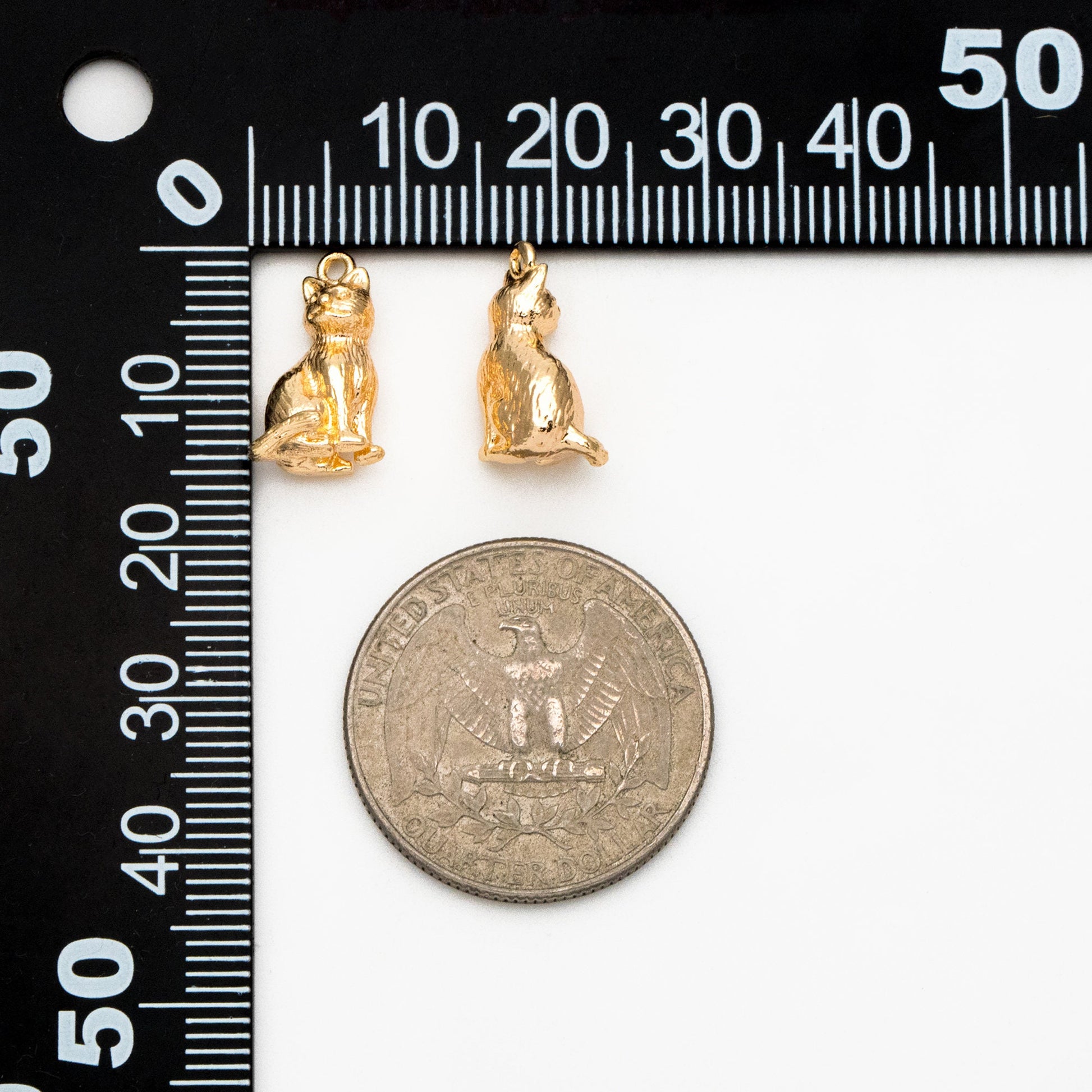 10pcs Shiny Gold/ Silver 3D Cat Charm, 15x8.5mm, Cat Pendant(GB-1685)