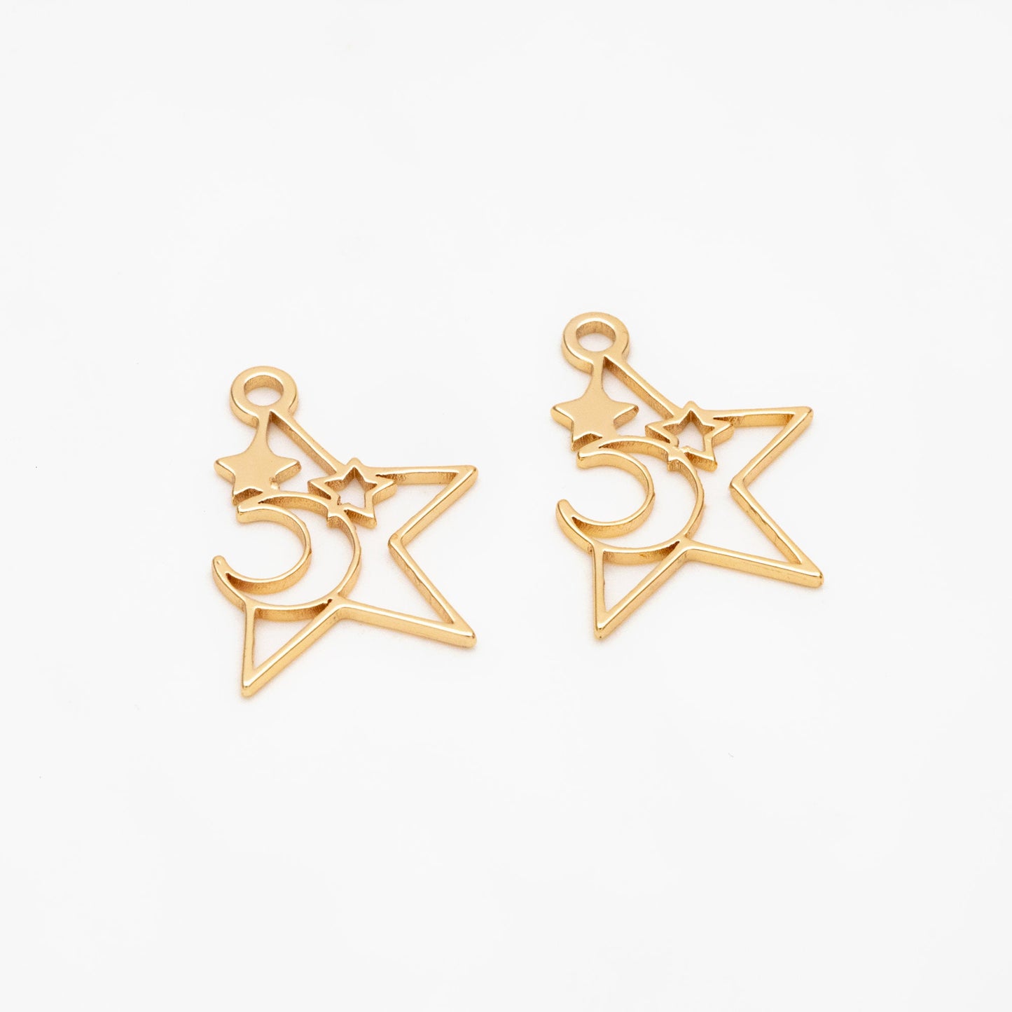 10pcs Gold Star Charm, Earring Findings, Jewelry Making, Diy Material, Jewelry Supplies (GB-2291)