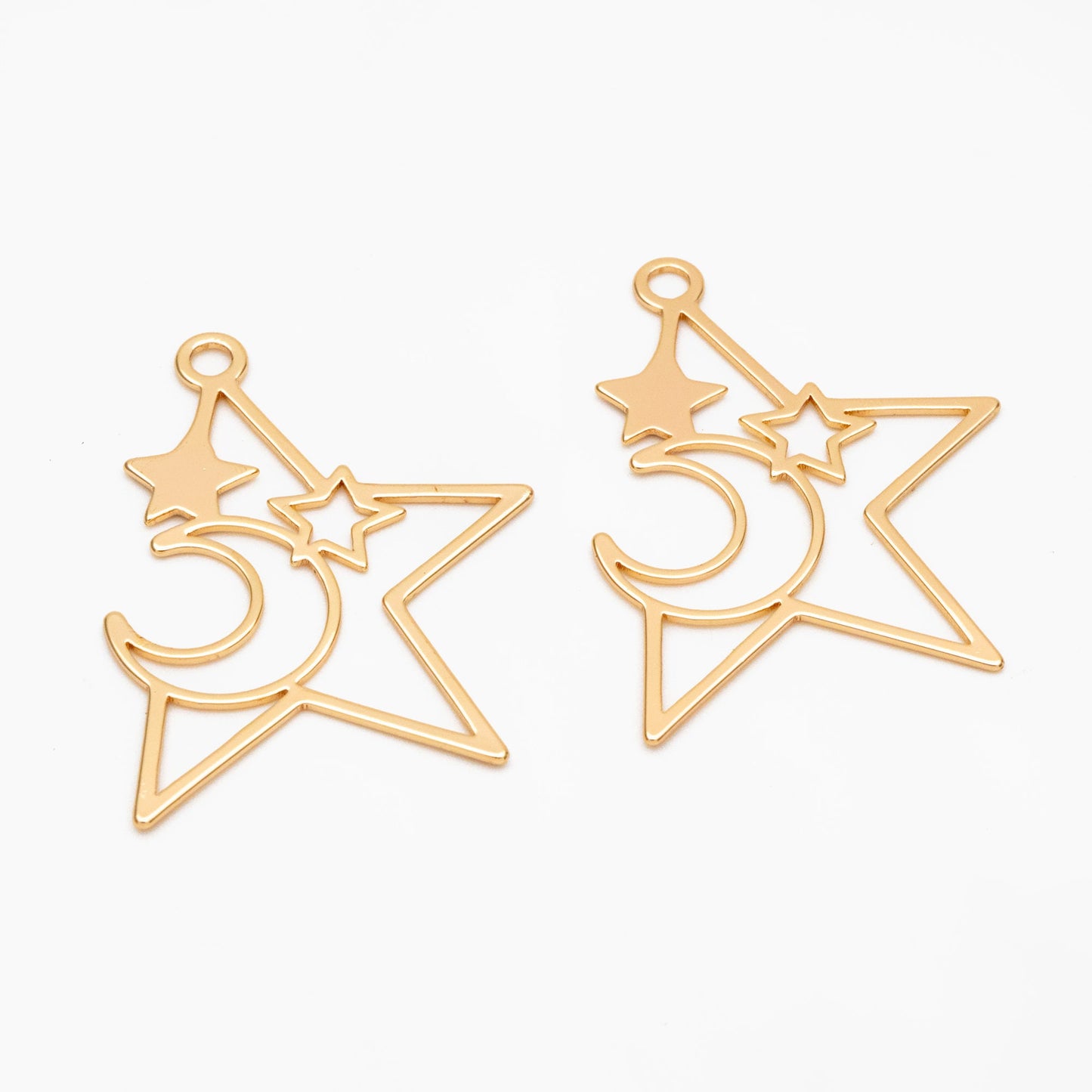 10pcs Gold Star Charm, Earring Findings, Jewelry Making, Diy Material, Jewelry Supplies (GB-2291)