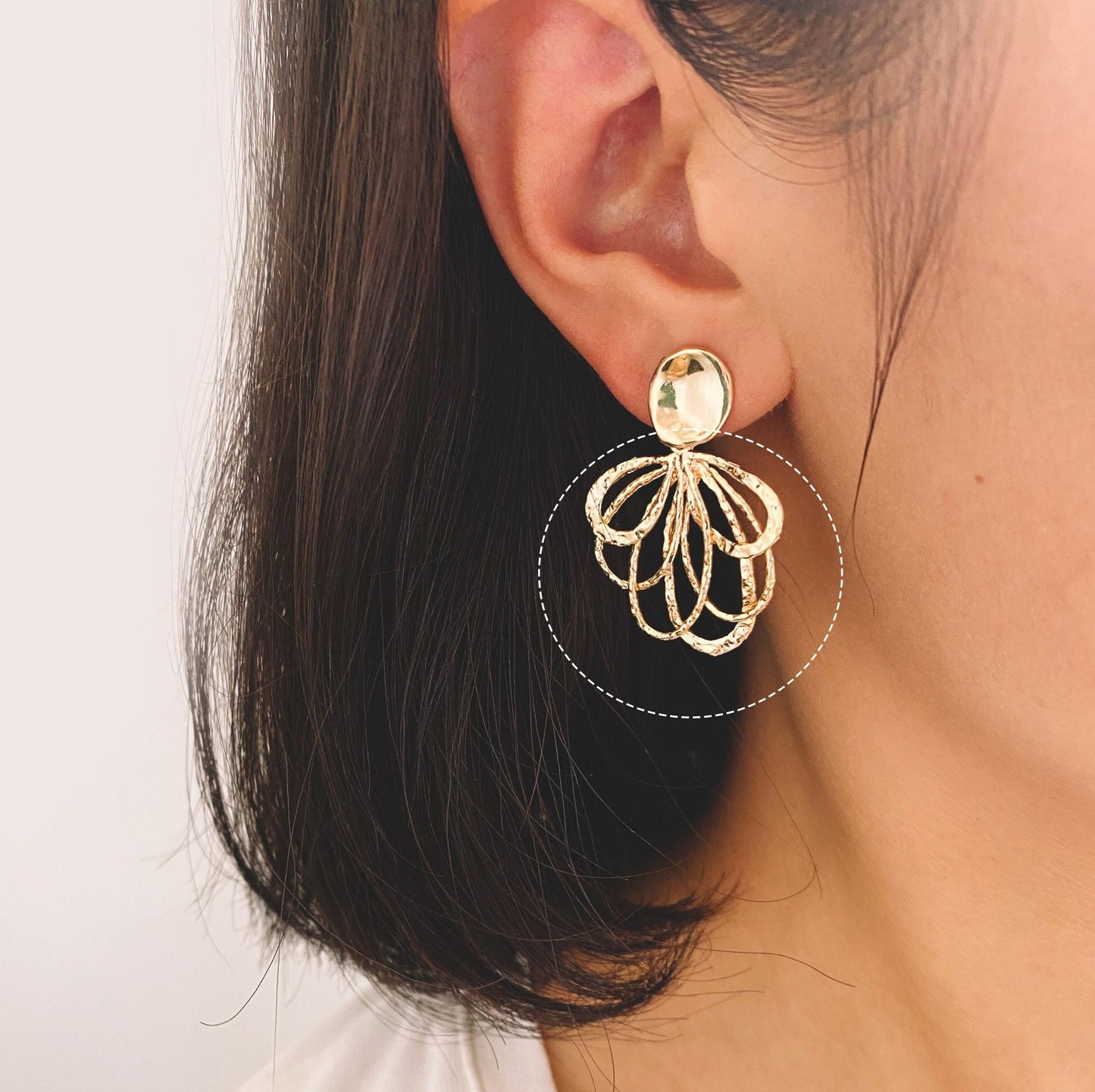 10pcs Textured Looped Charms, Gold/ Rhodium plated Brass Dangle Drop Earring Charms, Unique Statement Jewelry Earring Findings (GB-3065)