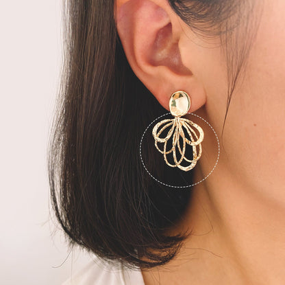 10pcs Textured Looped Charms, Gold/ Rhodium plated Brass Dangle Drop Earring Charms, Unique Statement Jewelry Earring Findings (GB-3065)