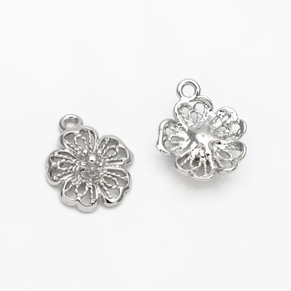 10pcs Gold/ Silver Tone Hollow Flower Charms, Jewelry Making, Diy Material, Jewelry Supplies (GB-3893)
