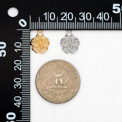 10pcs Gold/ Silver Tone Hollow Flower Charms, Jewelry Making, Diy Material, Jewelry Supplies (GB-3893)