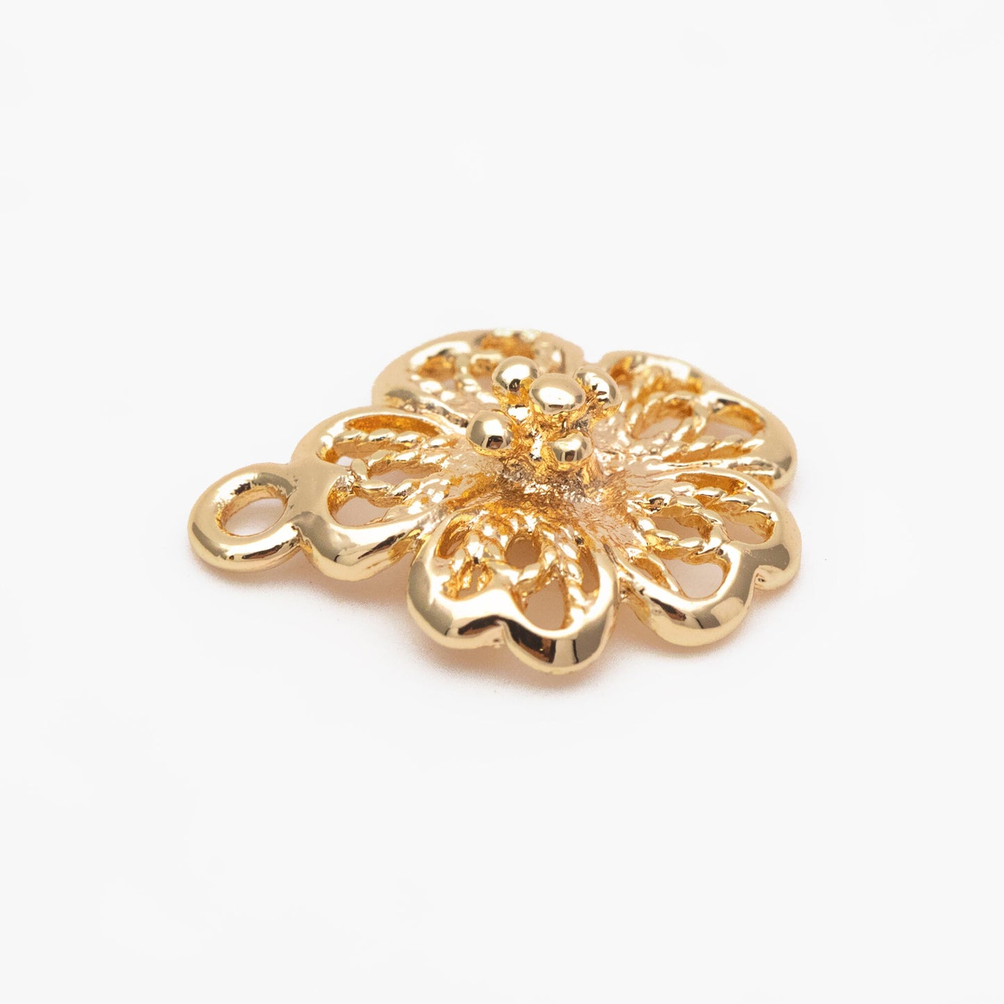 10pcs Gold/ Silver Tone Hollow Flower Charms, Jewelry Making, Diy Material, Jewelry Supplies (GB-3893)
