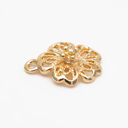 10pcs Gold/ Silver Tone Hollow Flower Charms, Jewelry Making, Diy Material, Jewelry Supplies (GB-3893)