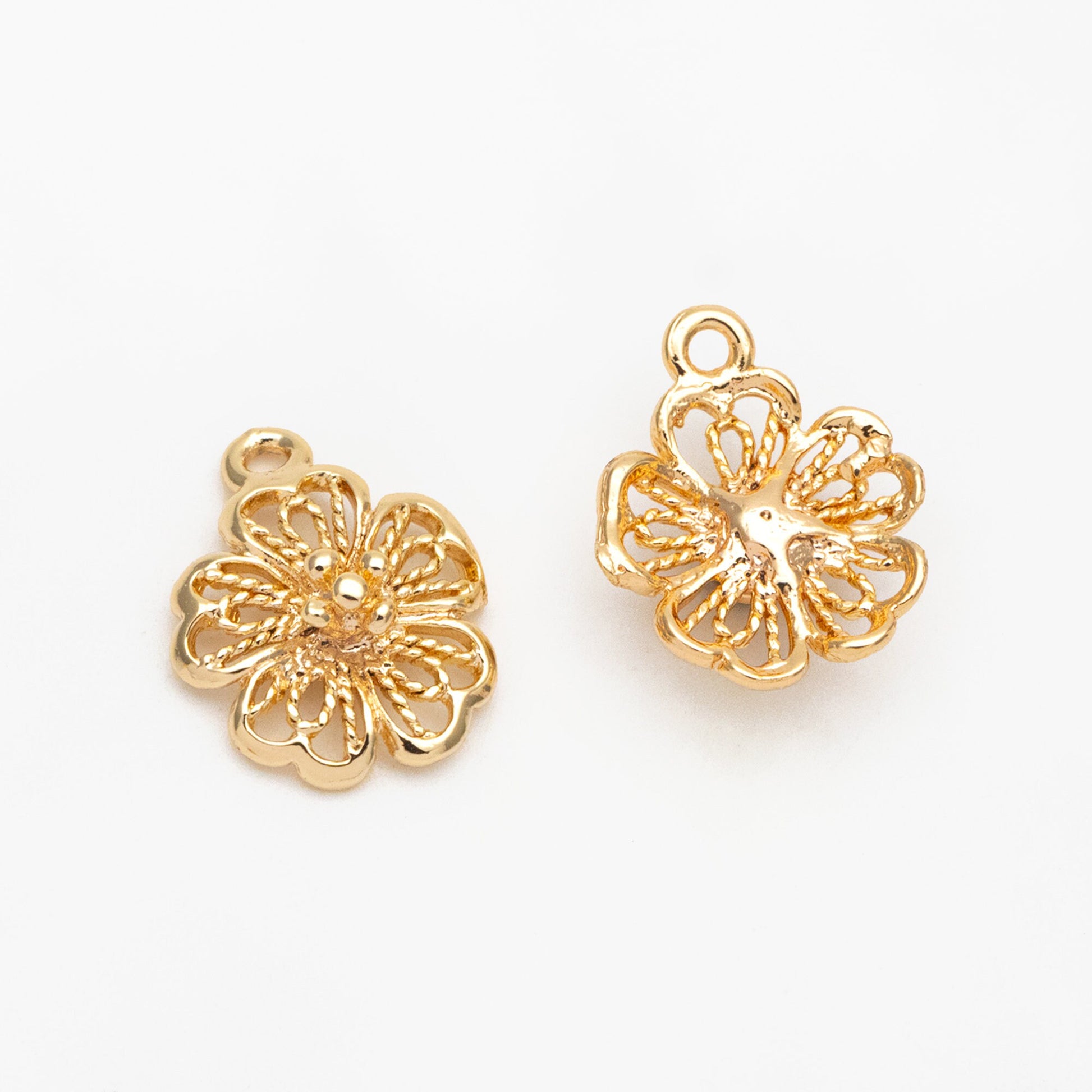 10pcs Gold/ Silver Tone Hollow Flower Charms, Jewelry Making, Diy Material, Jewelry Supplies (GB-3893)