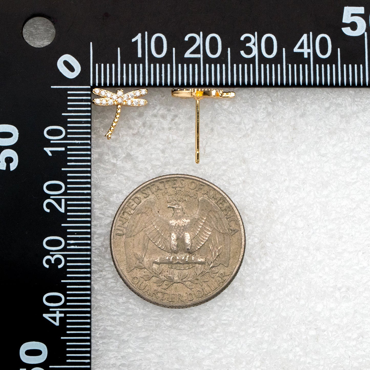 4pcs CZ Pave Gold/ Silver Dragonfly Earring, Dianty Dragonfly Ear Studs, Jewelry Supplies (GB-3892)