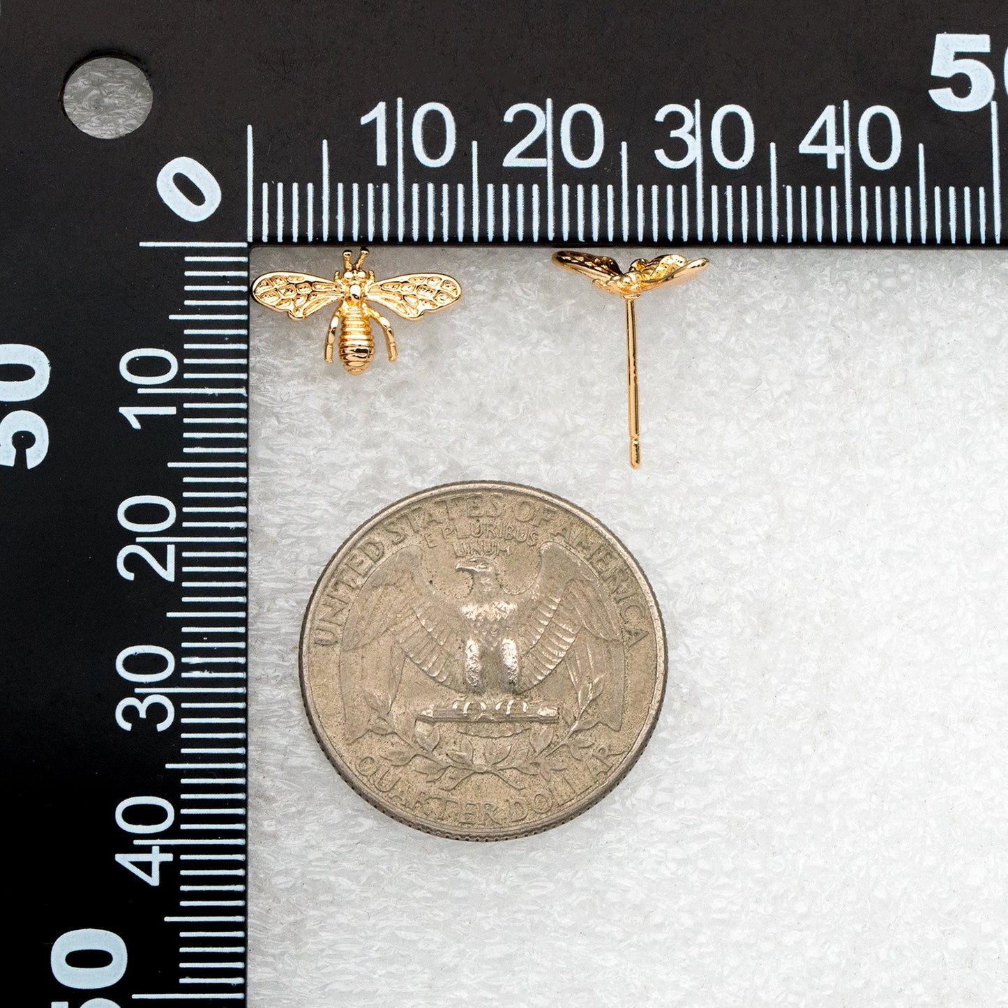 10pcs Gold/ Rhodium plated Brass Bee Ear Posts 14.5mm, Honeybee Stud Earrings (GB-516)