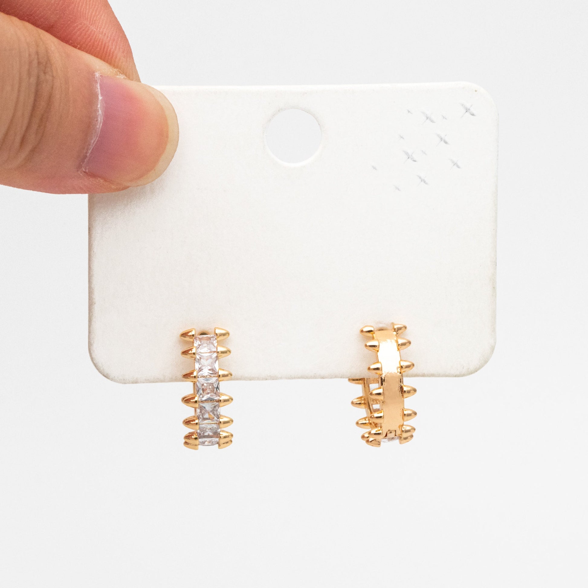 4pcs CZ Pave Spike hoop earrings, spike earrings, Spiky hoops, gothic jewelry, earring hoops (GB-3894-D)