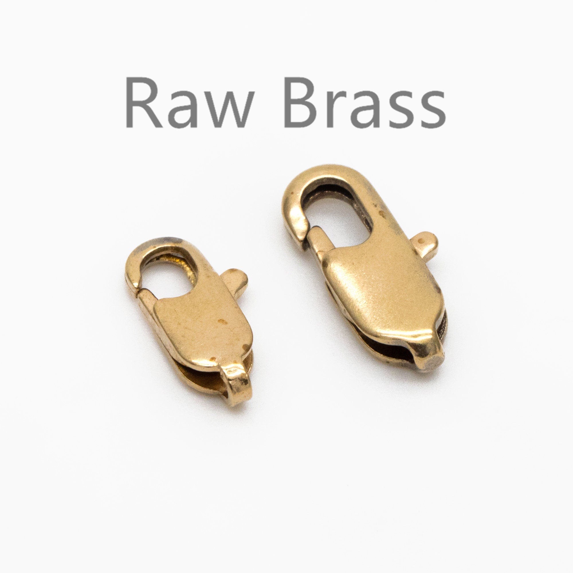 20pcs Raw Brass Lobster Clasps 10mm/ 12mm, DIY Jewelry Making Supplies, Long Clasps Wholesale (RB-314)