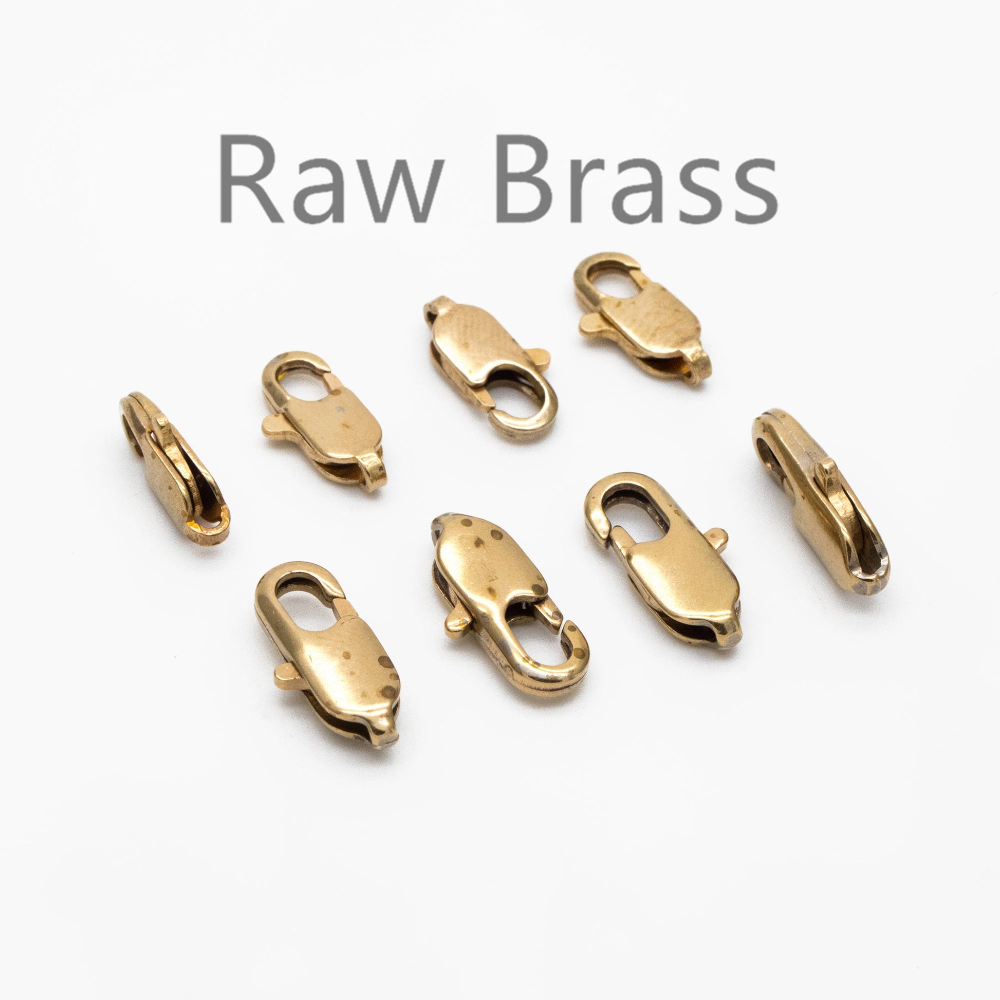 20pcs Raw Brass Lobster Clasps 10mm/ 12mm, DIY Jewelry Making Supplies, Long Clasps Wholesale (RB-314)